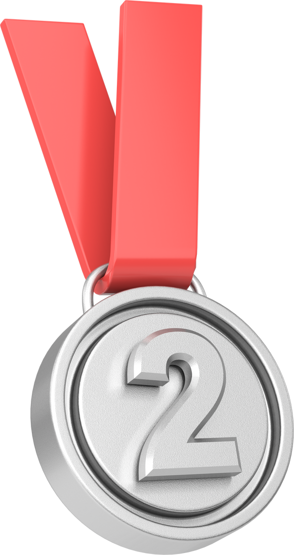 3D silver medal. Number two. 3D illustration.