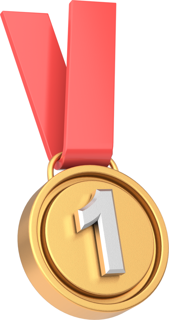 3D gold medal. Number one. 3D illustration.